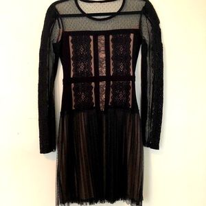 bCBG Stef Laced Bloc Long Sleeve Dress